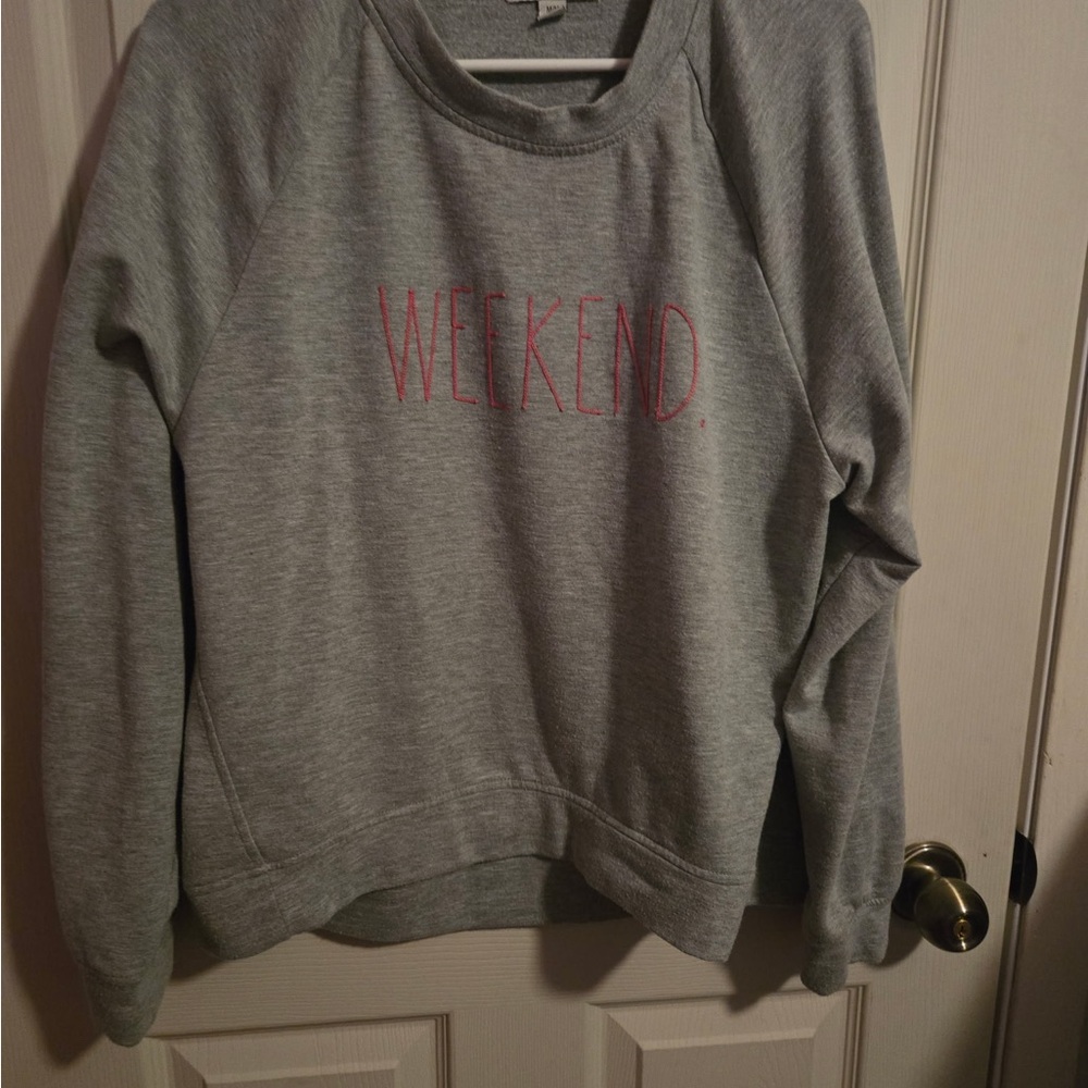 Rae Dunn Gray Weekend Sweatshirt